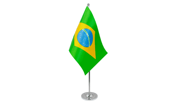 Brazil Satin Table Flag